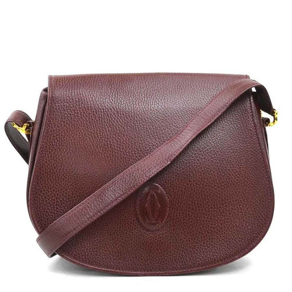 Cartier CARTIER Shoulder Bag Leather Burgundy Gold Women's e62185r
